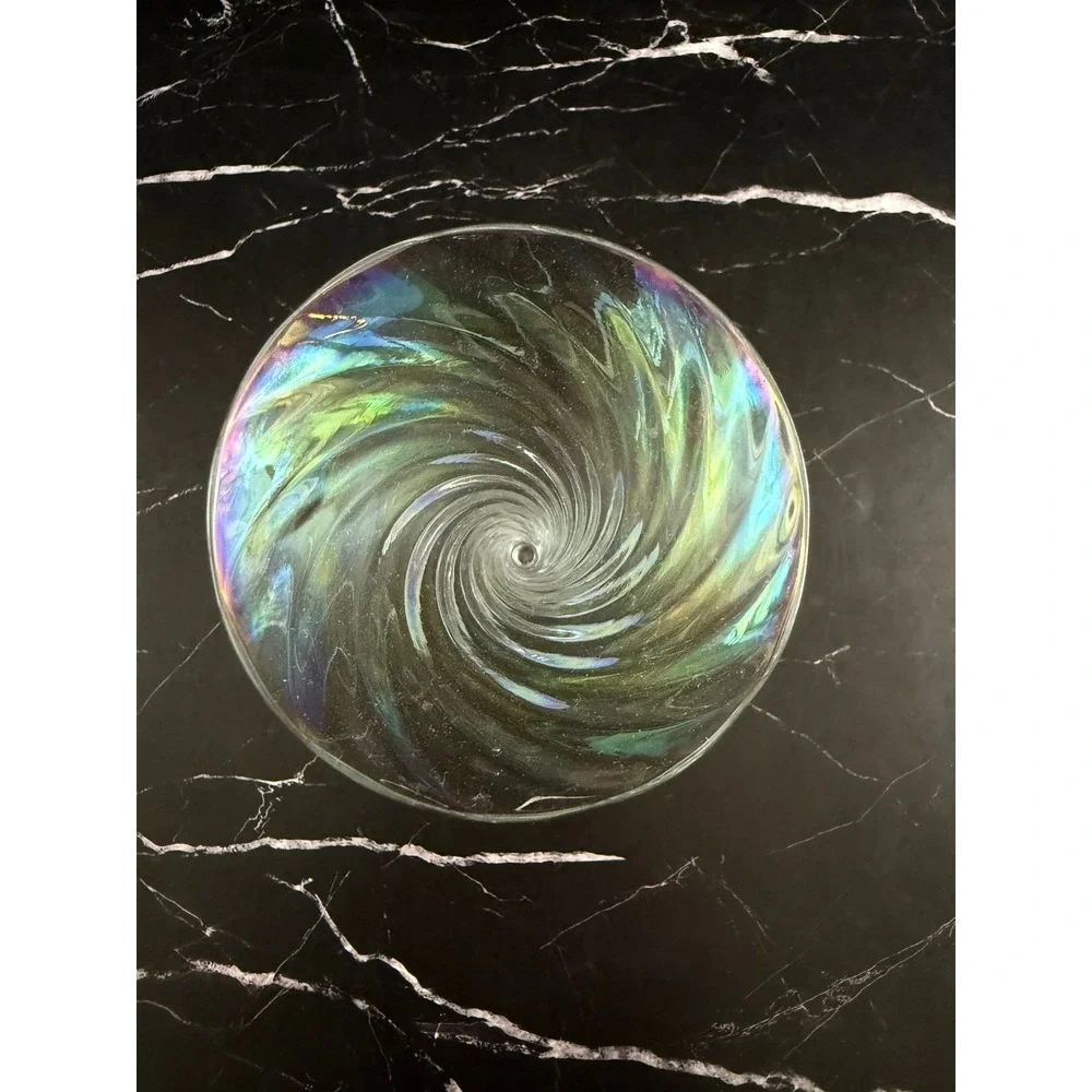 Iridescent Trumpet Hollow Stem Diamond Swirl 9.75in Fluted Champagne Glasses
